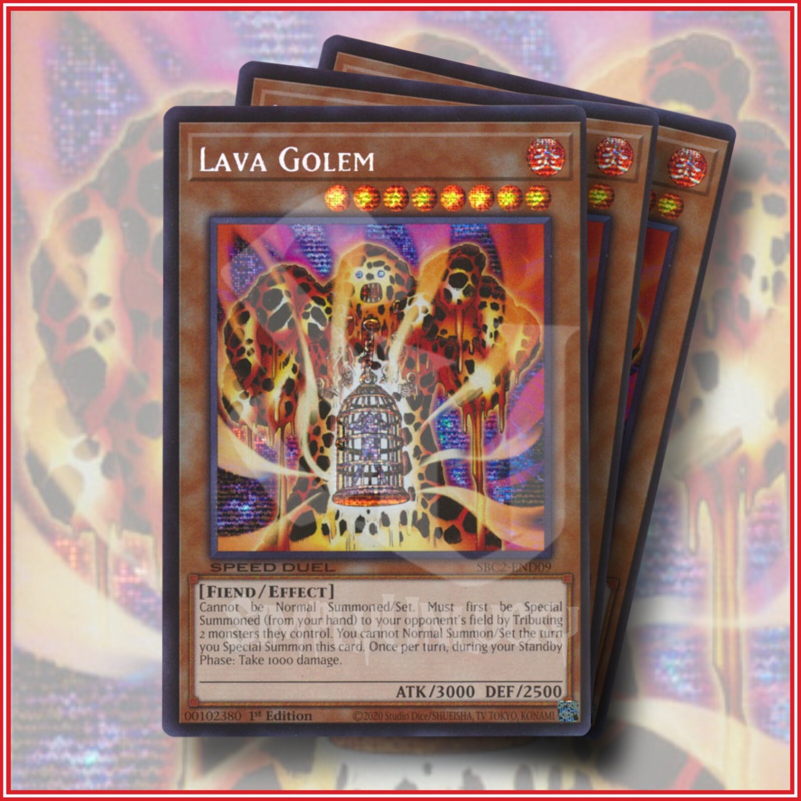YuGiOh LAVA GOLEM SBC2-END09 Prismatic Secret Rare Battle City