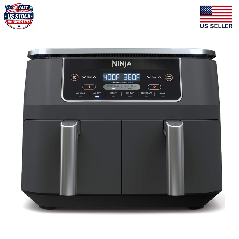Ninja DZ201 Foodi 8 Quart 6-in-1 DualZone 2-Basket Air Fryer  Roast Broil Dehydr