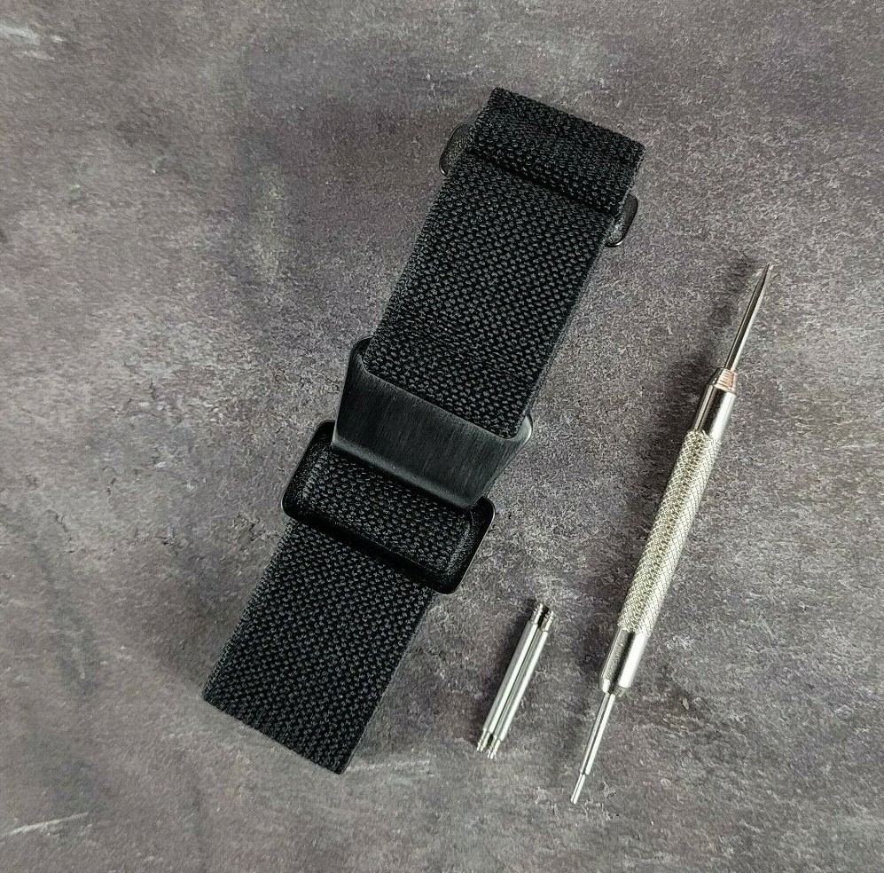 Black Tactical French Marine Nationale Elasticated Diving Watch Strap 20mm 22mm
