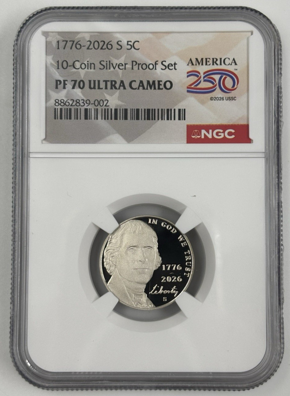 1776 2026 S Proof JEFFERSON NICKEL DUAL DATE 5c NGC 🔥PF70 Ultra Cameo 🔥 1776 2026 S Proof JEFFERSON NICKEL DUAL DATE 5c NGC 🔥PF70 Ultra Cameo 🔥