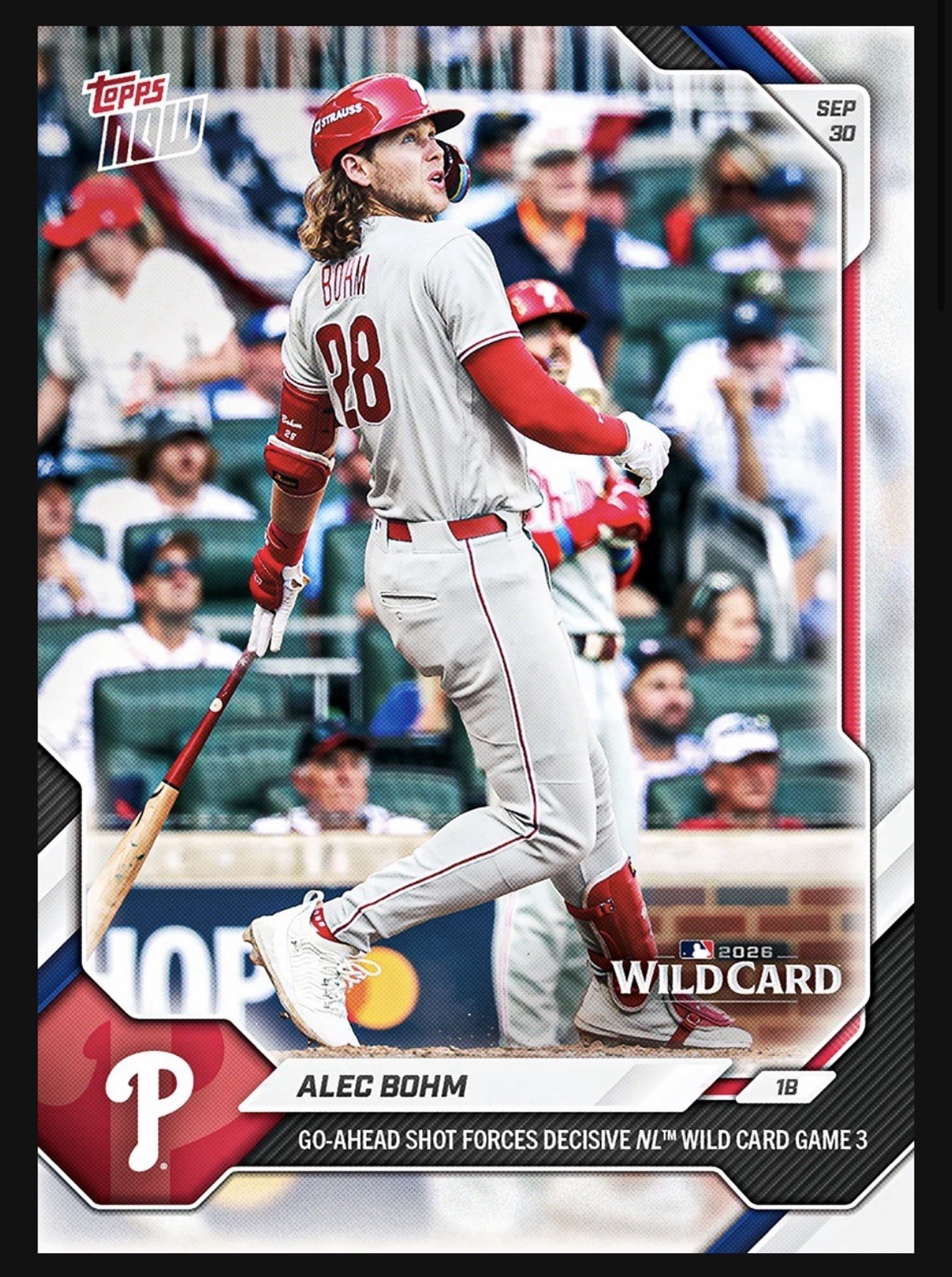 💥2026 Topps Now #743💥ALEC BOHM Go Ahead Homer - Phillies - Presale