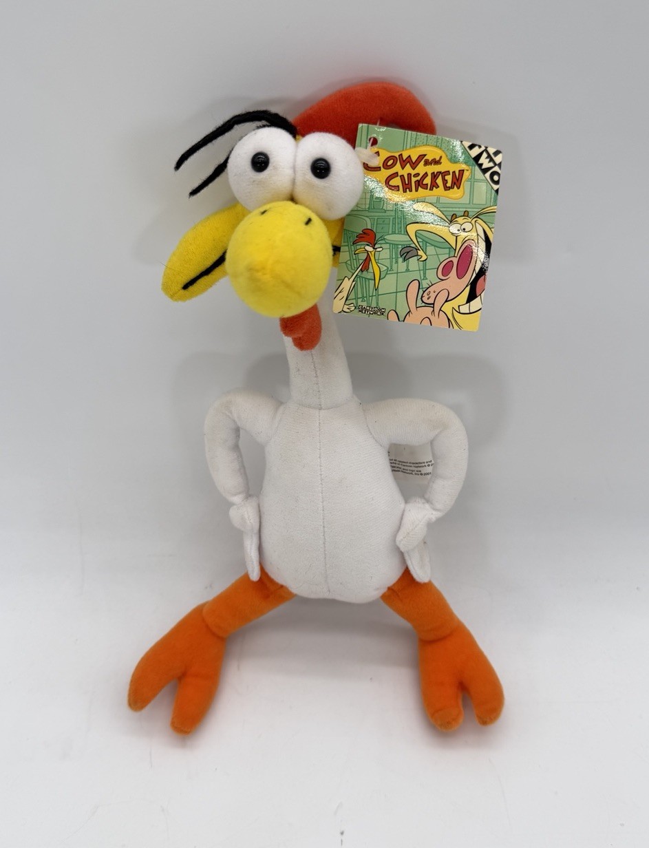 Vintage 2001 Warner Bros Cartoon Network Cow And Chicken 9” Plush NEW NWT