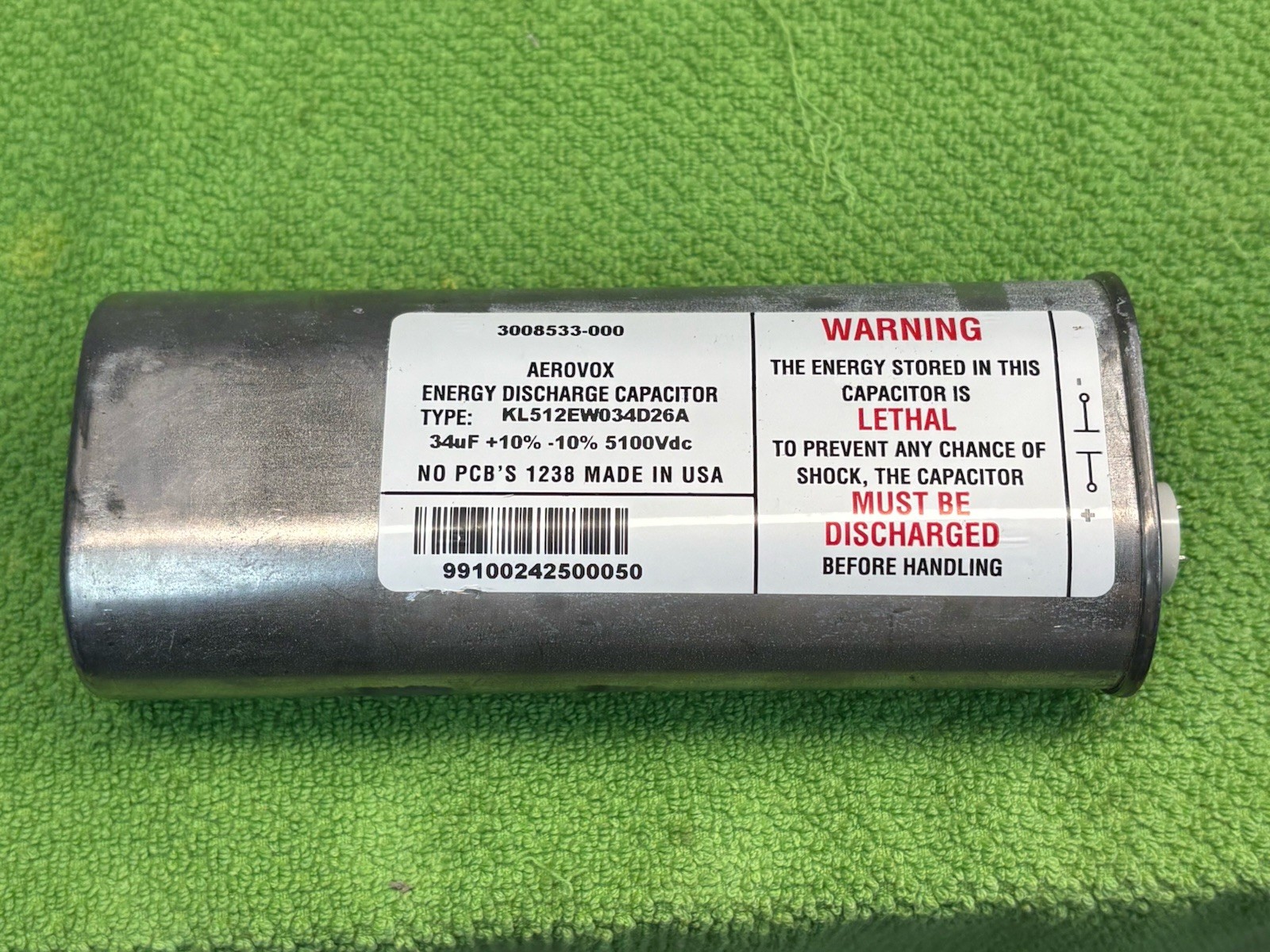 Aerovox Energy Discharge Capacitor 34uF 5100Vdc KL512EW034D26A High Voltage