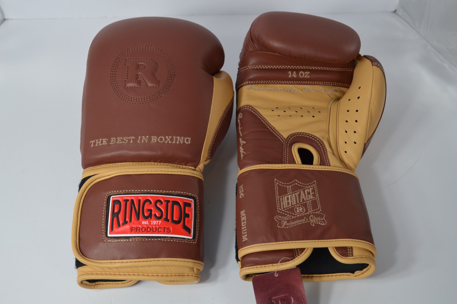 Ringside Heritage Professional’s Choice 14oz Boxing Gloves Brown Tan Leather HSG Ringside Heritage Professional’s Choice 14oz Boxing Gloves Brown Tan Leather HSG