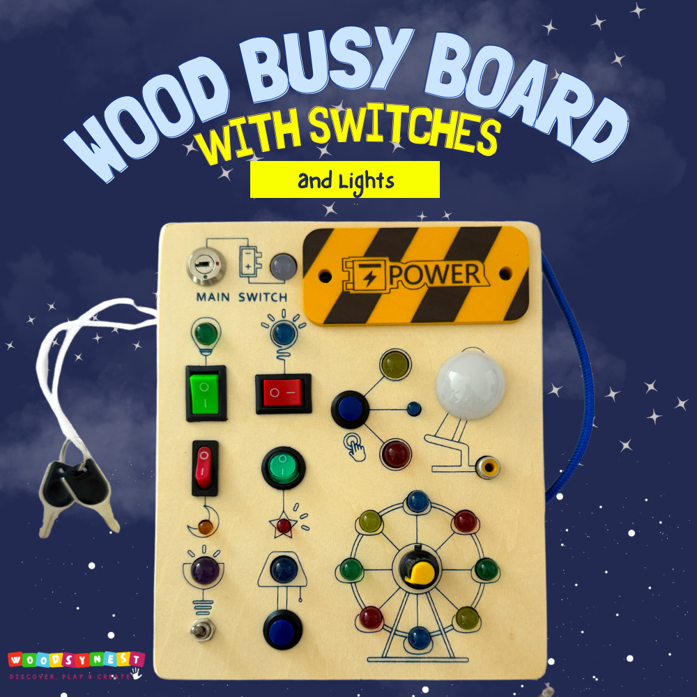 Montessori Toddler Busy Board - Wooden Light Switch Board for 1-3 Years Old, New Montessori Toddler Busy Board - Wooden Light Switch Board for 1-3 Years Old, New