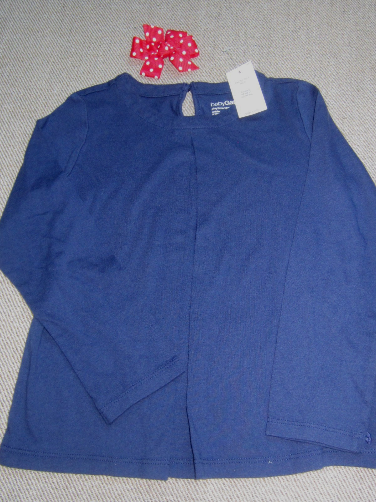 NWT Baby Gap Girls Navy Long Sleeve 5 Tee Front Pleat Neck Button Red Polka Dt NWT Baby Gap Girls Navy Long Sleeve 5 Tee Front Pleat Neck Button Red Polka Dt