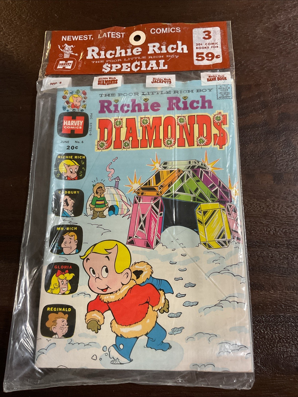 1973 Harvey Comic 3-Pack SEALED Richie Rich Diamonds 6 BankBook,Jackpots 5 F-VF
