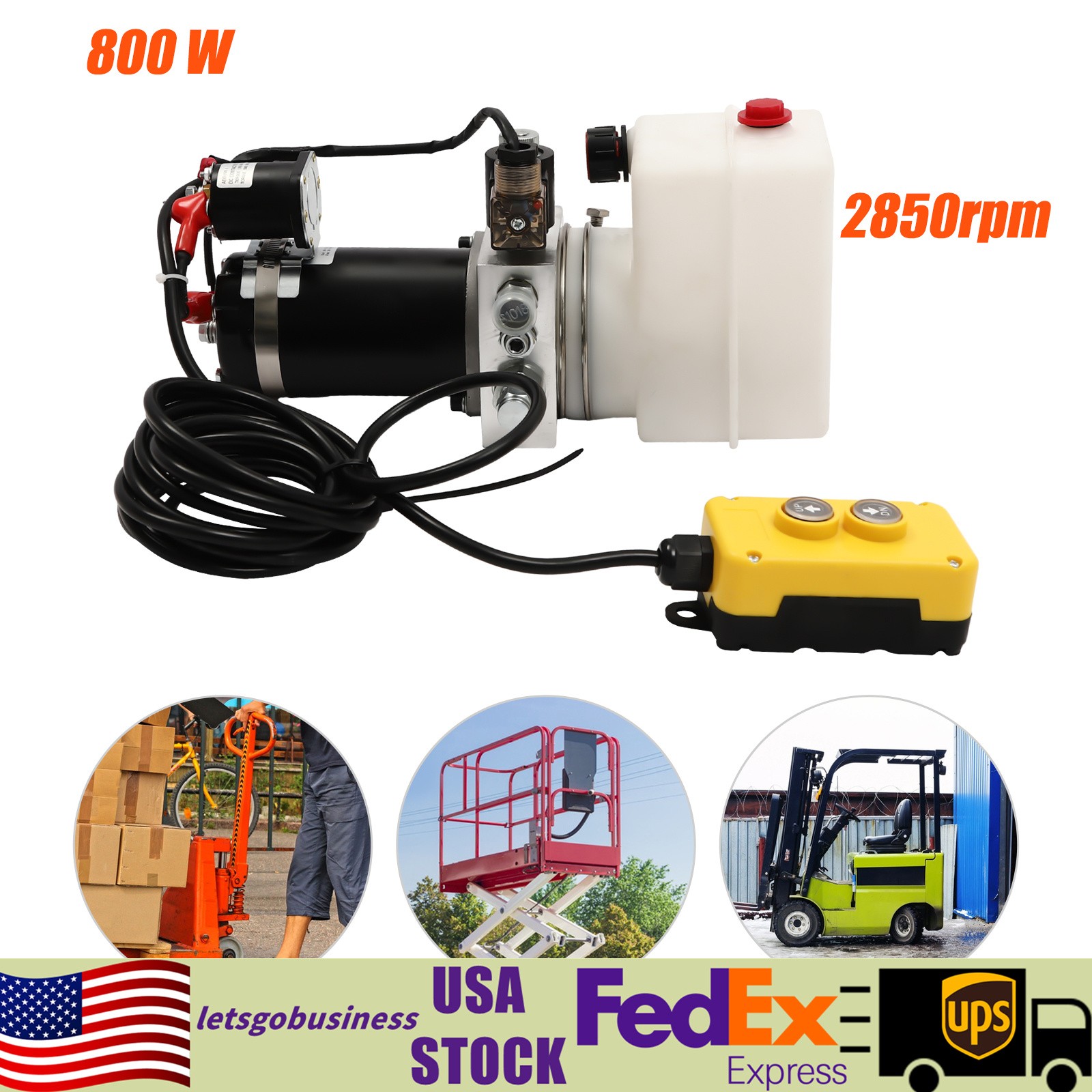 800W 1.5L Electric Hydraulic Pump Single Acting Dump Truck Hydraulic Pump DC 12V