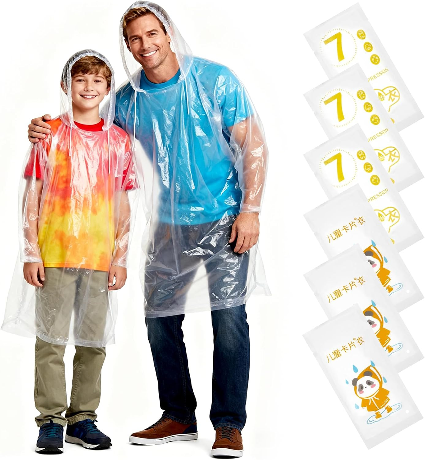 RAINFLOW Disposable Rain Ponchos - Raincoat Clear Waterproof Hood Raincoat | Rai RAINFLOW Disposable Rain Ponchos - Raincoat Clear Waterproof Hood Raincoat | Rai