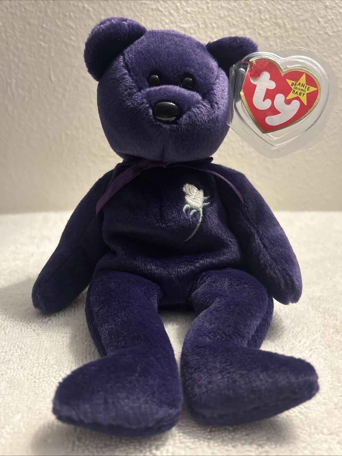 Ty Beanie Baby Princess Diana Memorial Bear 1997 Purple Rose Plush w/ Tags