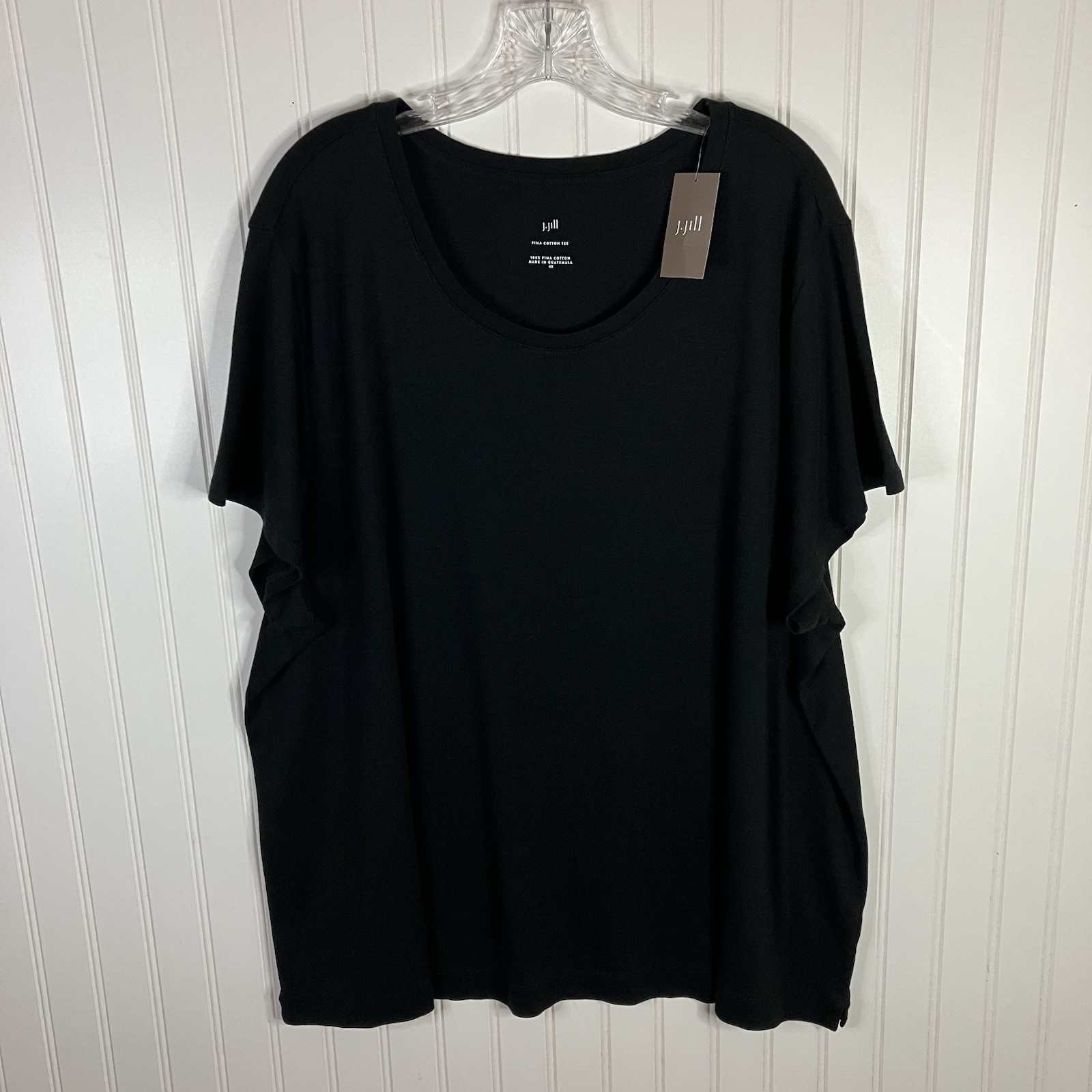 NWT J Jill Pima Cotton Tee Womens Size 4X Black Short Sleeve Slub Knit Tunic Top NWT J Jill Pima Cotton Tee Womens Size 4X Black Short Sleeve Slub Knit Tunic Top