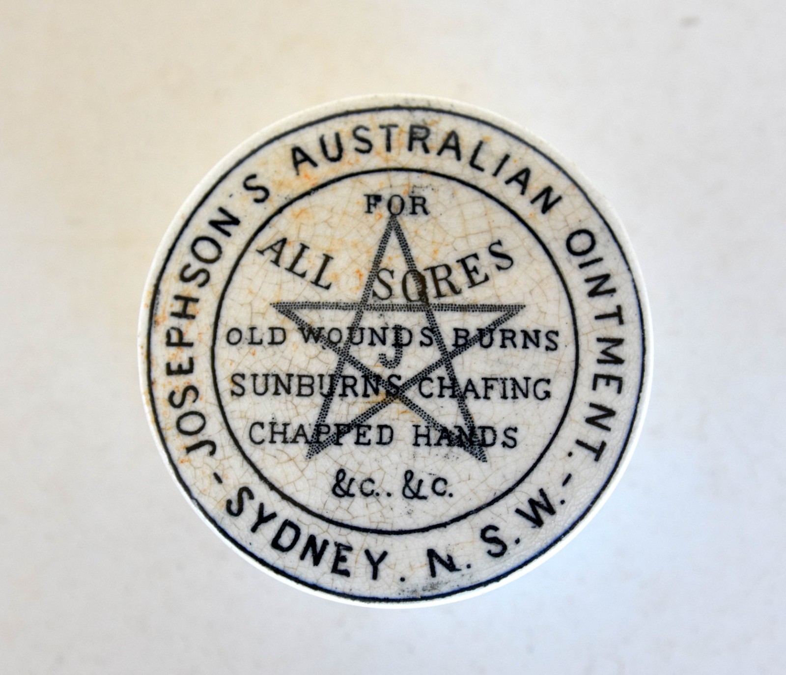 Antique Josephson\'s Australian Ointment Pot & Lid Sydney NSW