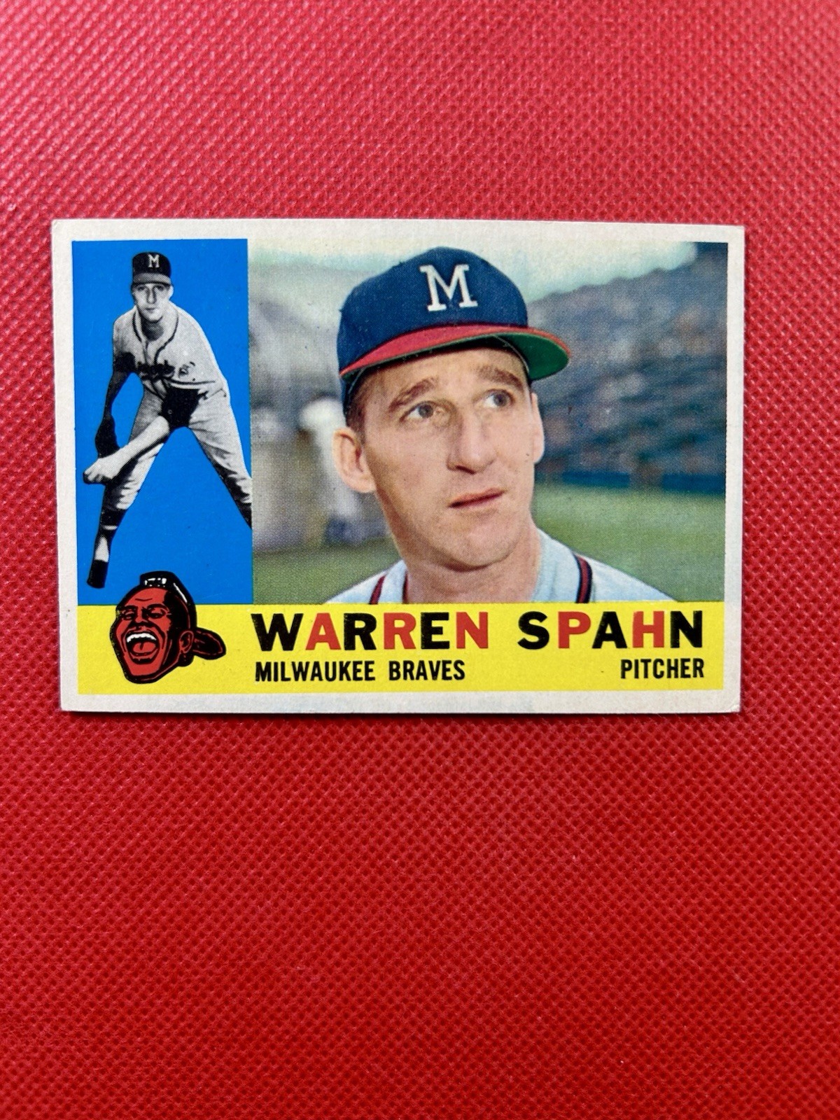 1960 Topps #445 Warren Spahn  Milwaukee Braves mid-level EX-MT HOF     B60#445B2
