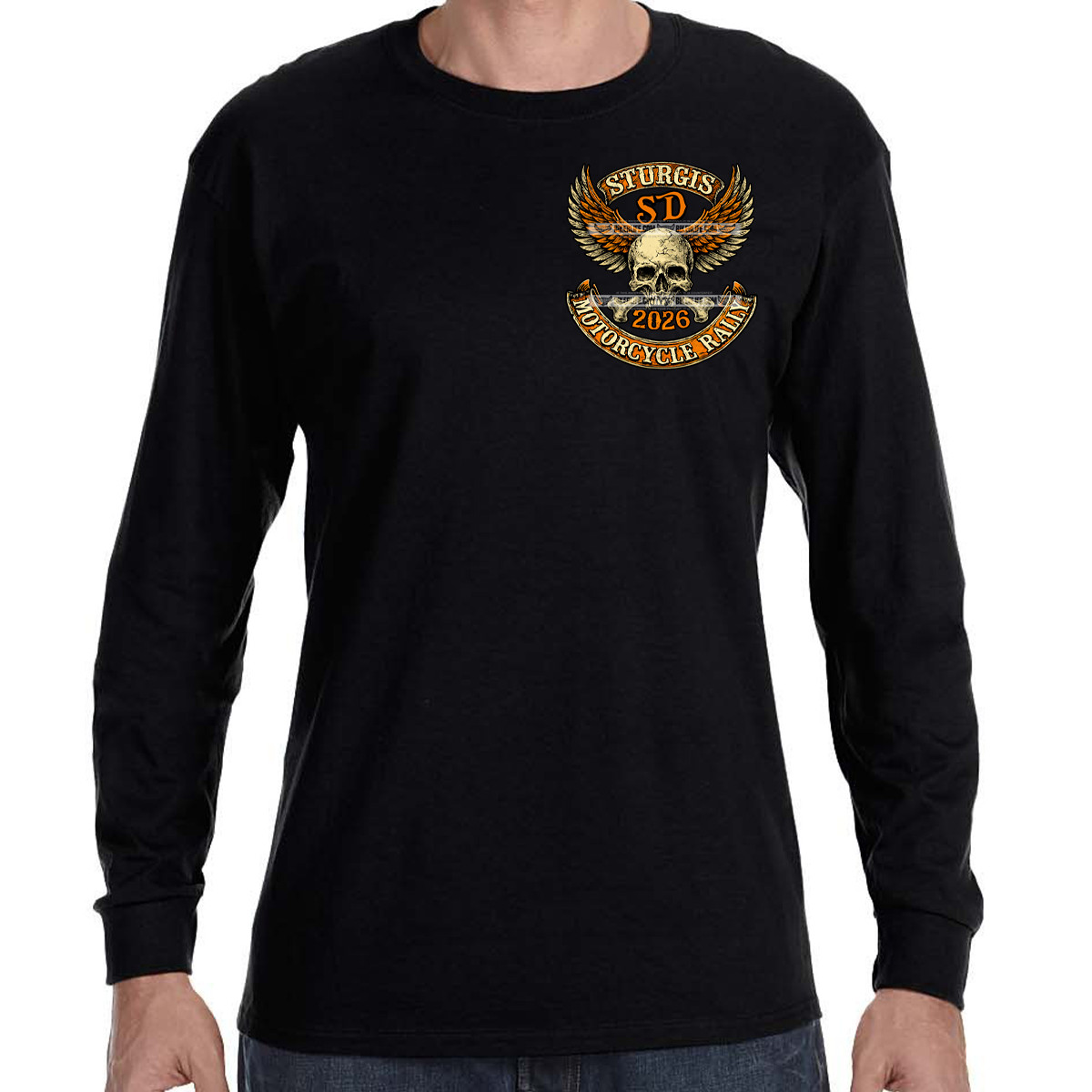 Long Sleeve 2026 Sturgis Motorcycle Rally Skull Banners No Harley