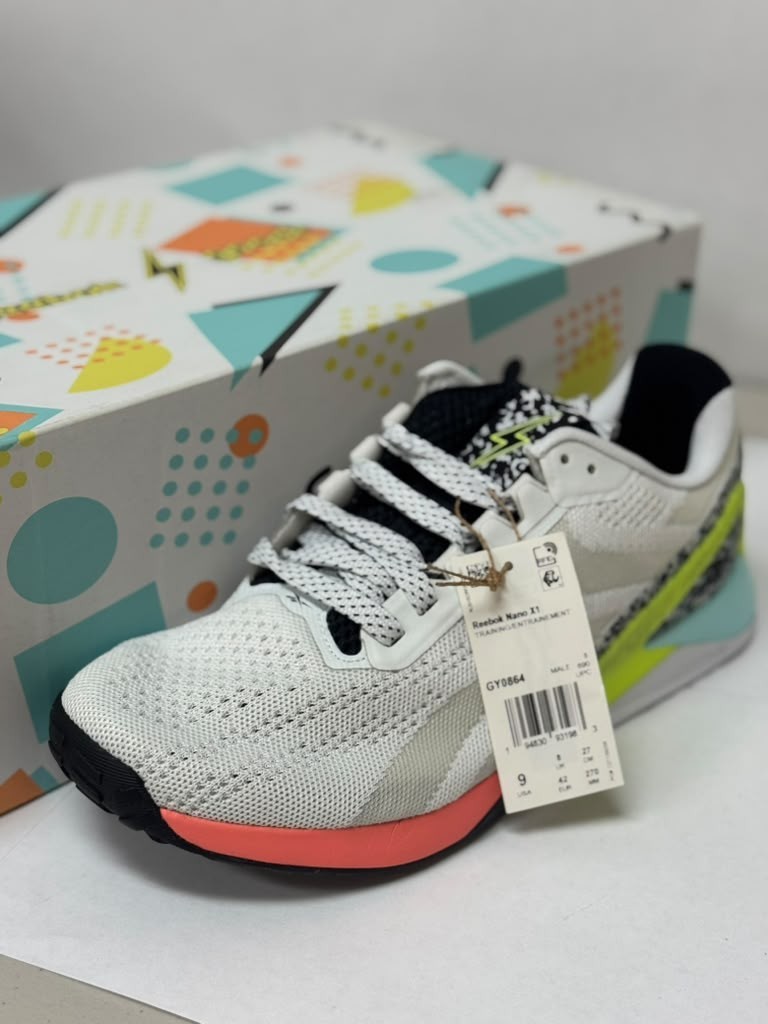 Men's Reebok X Goodr White Black Nano X1 Running Shoes- Size 9 Men's Reebok X Goodr White Black Nano X1 Running Shoes- Size 9