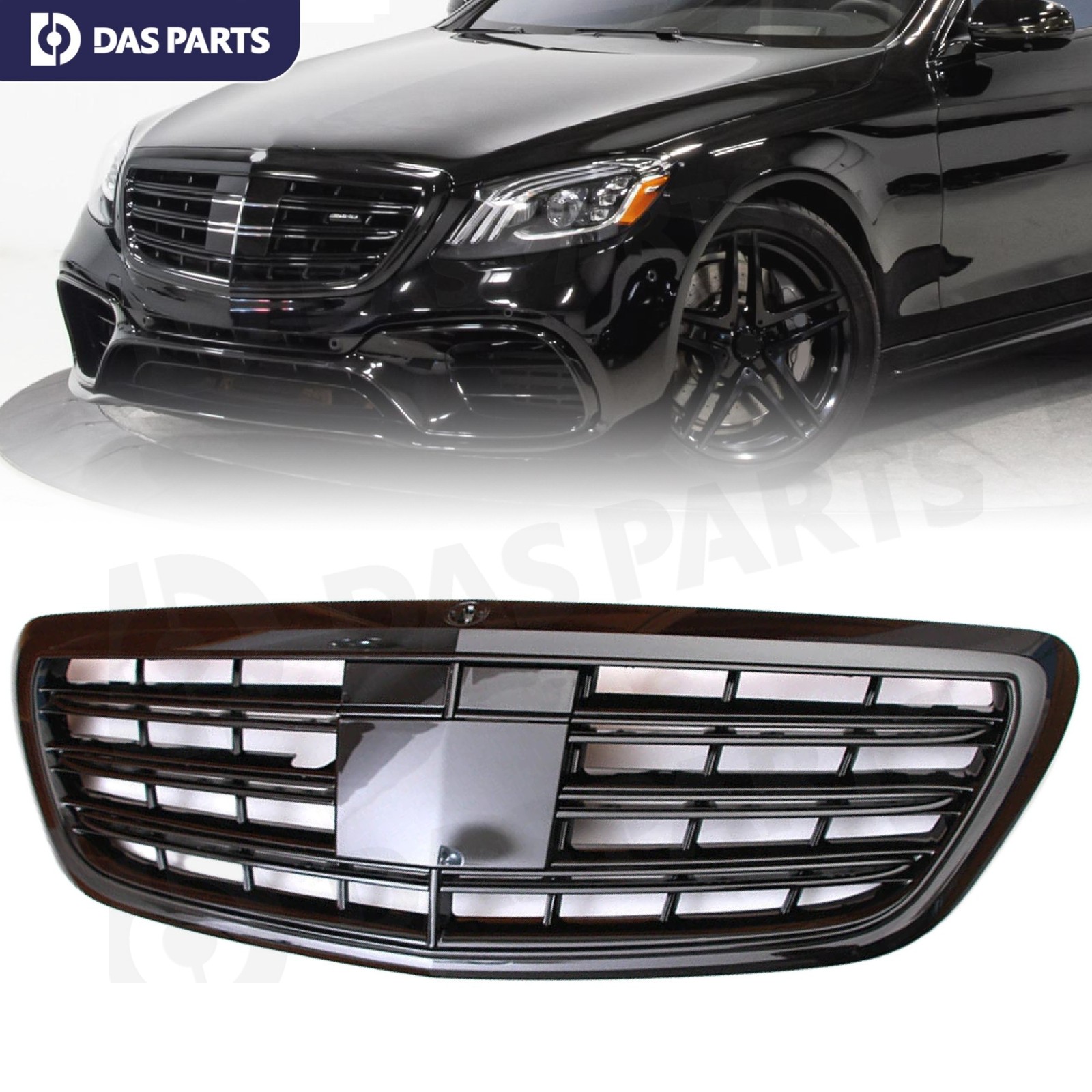 For Mercedes Benz W222 S450 S500 S550 S550 S63 AMG 2014-2020 Gloss Black Grille