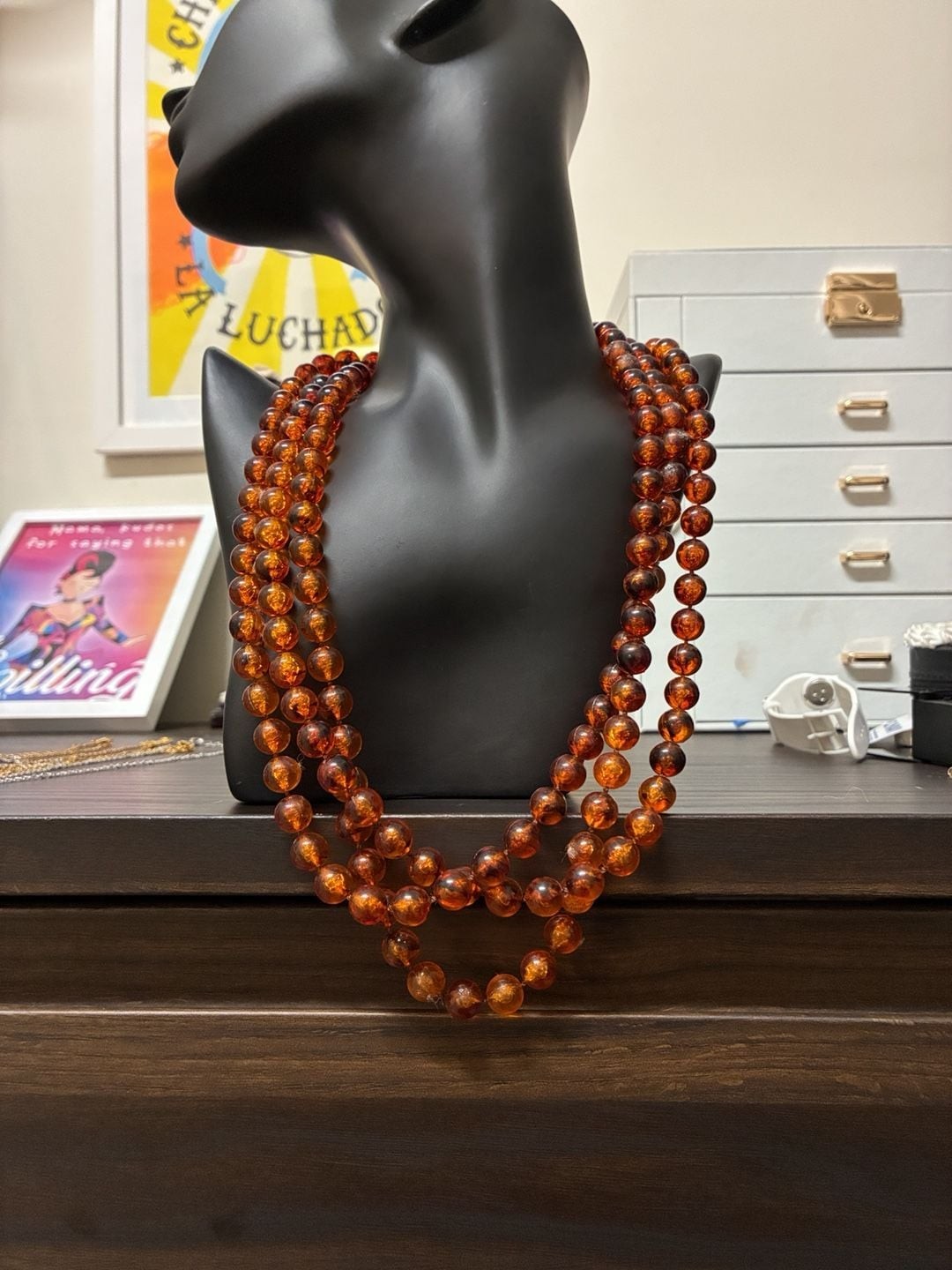 Vintage 1970s Baltic Amber Beaded Rope Necklace Opera Length Vintage 1970s Baltic Amber Beaded Rope Necklace Opera Length