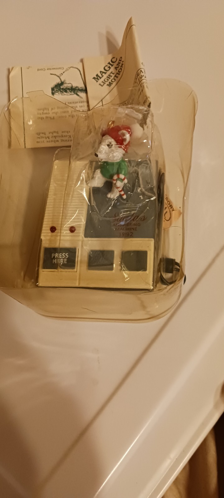 Vintage 1992 Hallmark Keepsake Magic Ornament Santa  Answering Machine Mouse Box