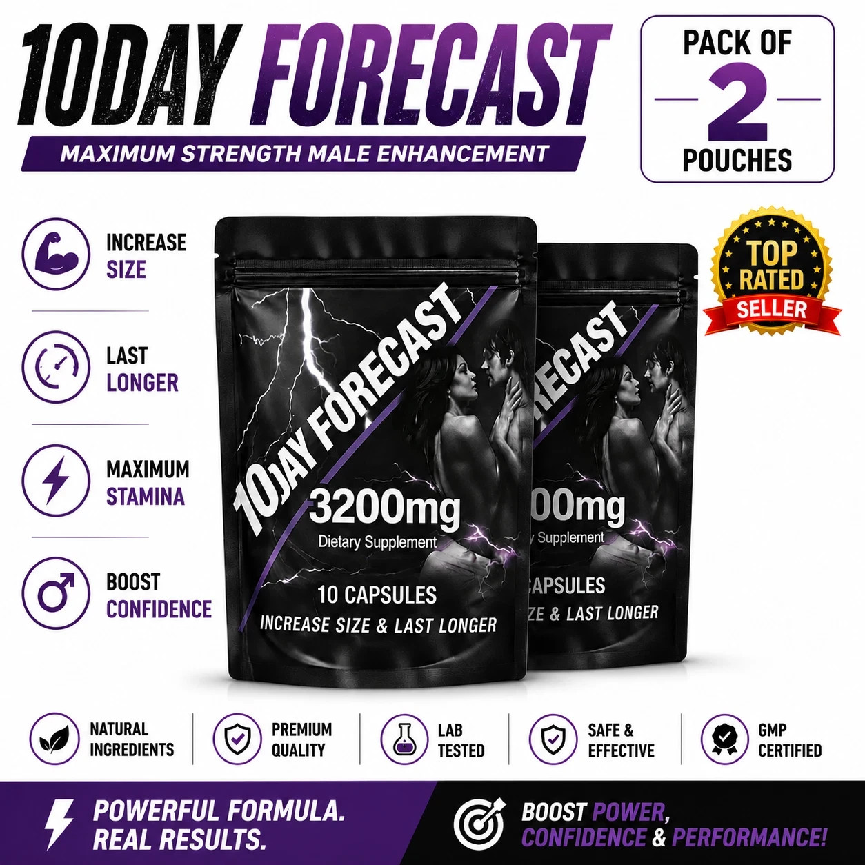 10 Day Forecast Premium Men's Vitality Formula 20 Capsules Daily Support Supply