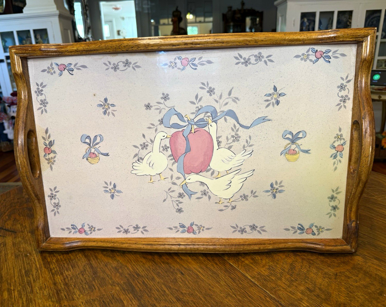 Marmalade Geese Wood TV Tray Grandma core Vintage Charm Rectangle Rare HTF