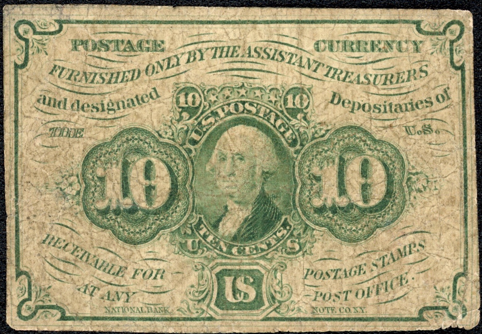 First Issue Ten Cent Postage Currency Fractional Note 10C Fr#1243 First Issue Ten Cent Postage Currency Fractional Note 10C Fr#1243