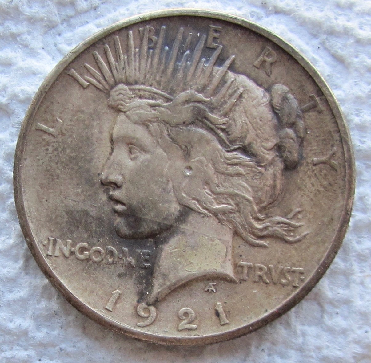 1921 Peace Silver Dollar Early Rare Key Date High Relief XF Damaged Small Digs