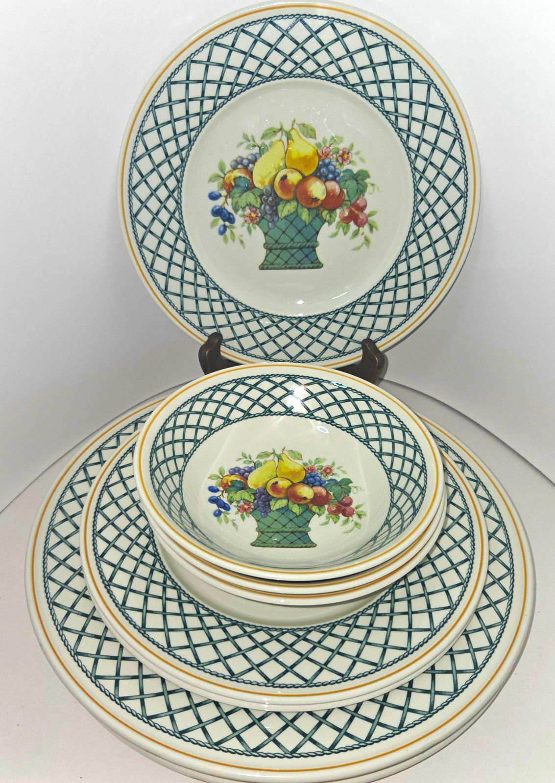 Villeroy & Boch Basket 9 Pc Set 3 Dinner Plates 10.5\