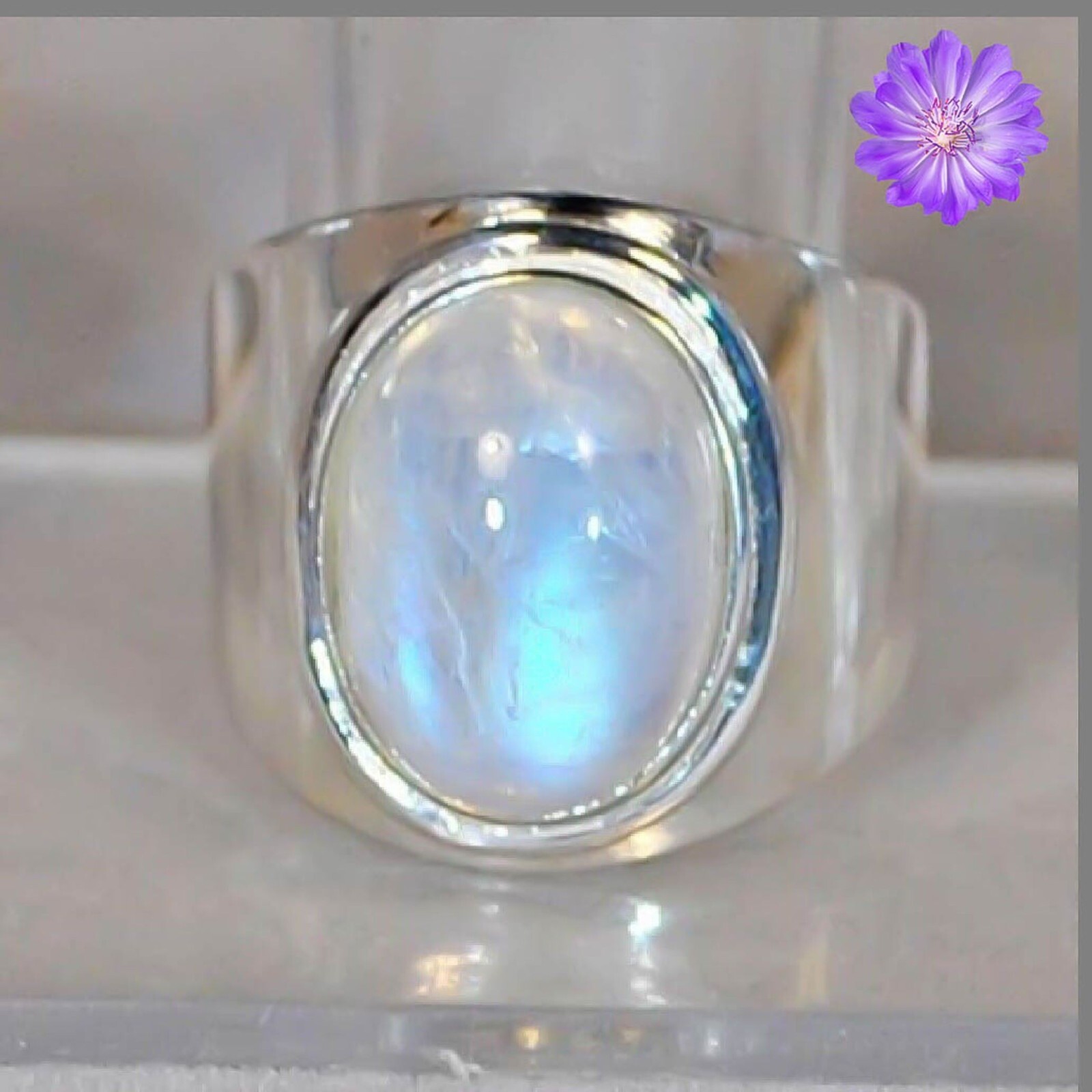 Handmade Rainbow Moonstone gemstone Ring 925 Sterling Silver Jewelry Gift women