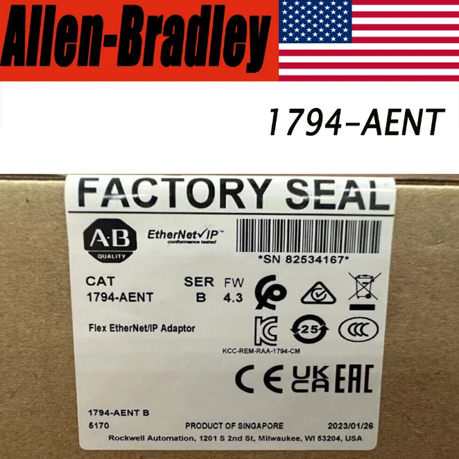 New AB 1794-AENT SER B Flex I/O EtherNet/IP Adaptor AB 1794AENT PLC 1PC US New AB 1794-AENT SER B Flex I/O EtherNet/IP Adaptor AB 1794AENT PLC 1PC US