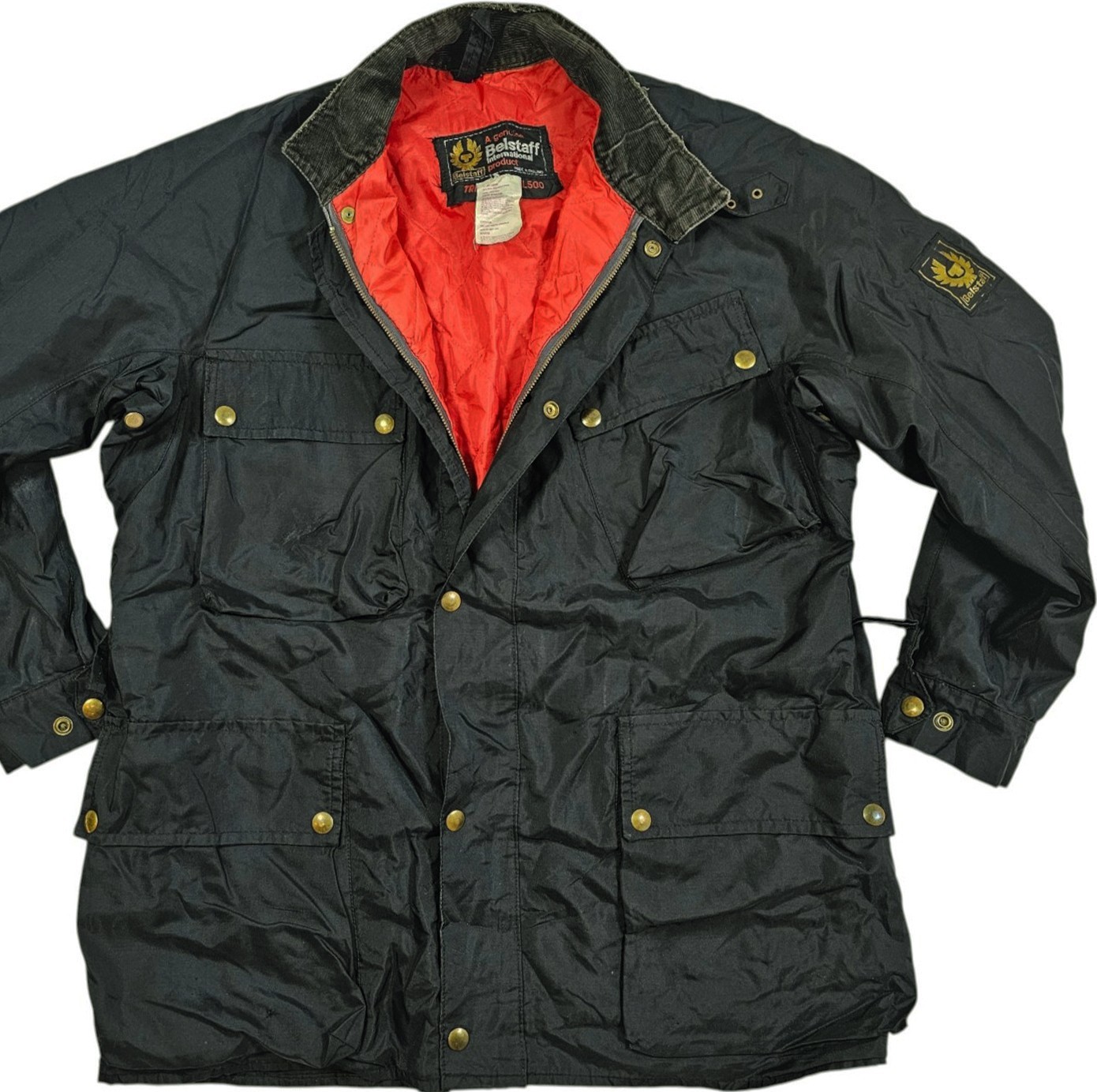 *HOT VTG 80\'s Men\'s BELSTAFF @ TRAILMASTER 500 BIKER LINED BLACK NYLON Jacket XL