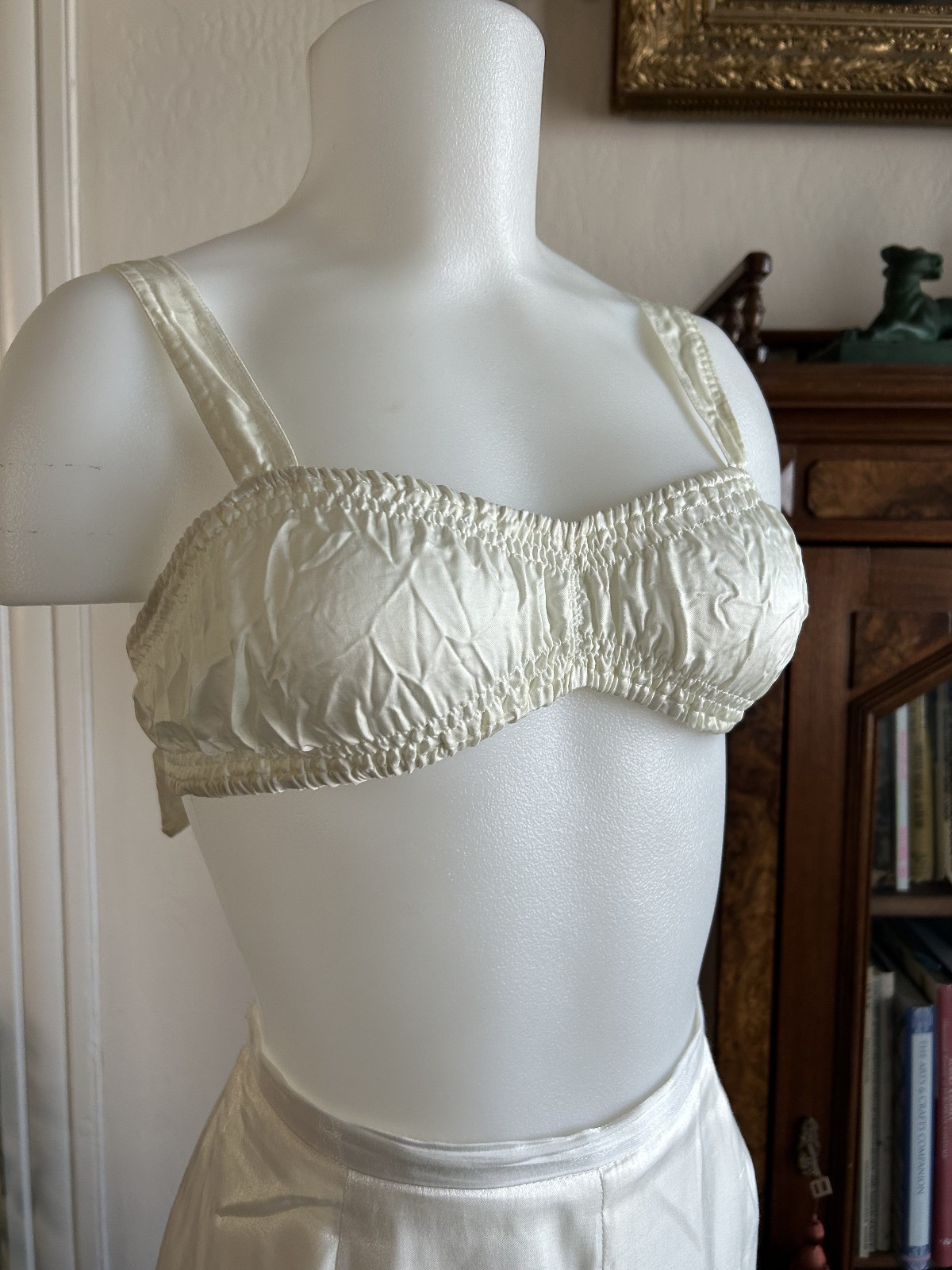 1930s Style Rouched Satin Bralette by Mershy - Luxe Slow Fashion- Cream sz SM 1930s Style Rouched Satin Bralette by Mershy - Luxe Slow Fashion- Cream sz SM