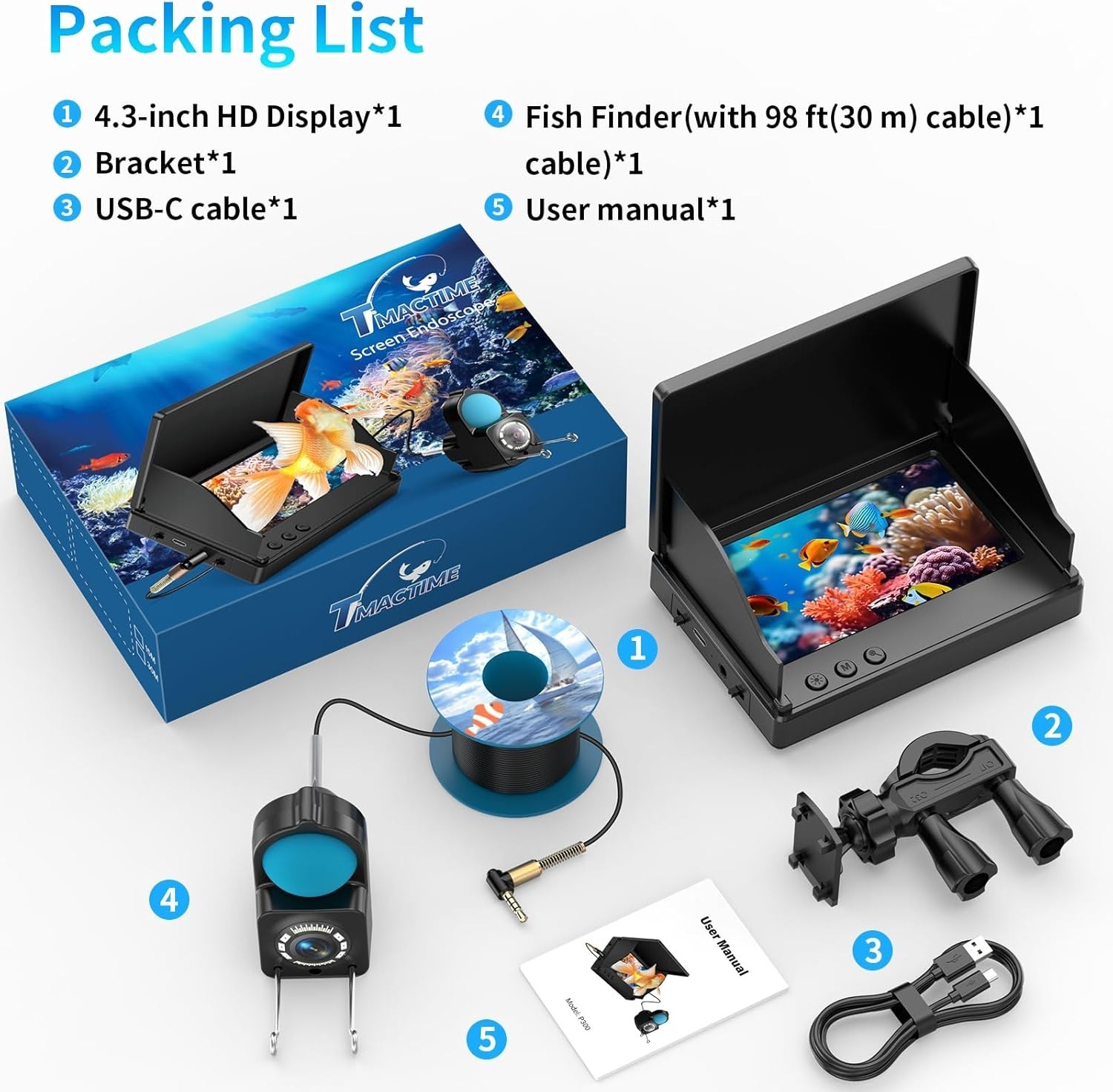 Underwater Fishing Camera, 4.3in Screen Portable Fish Finder Camera Underwater Underwater Fishing Camera, 4.3in Screen Portable Fish Finder Camera Underwater
