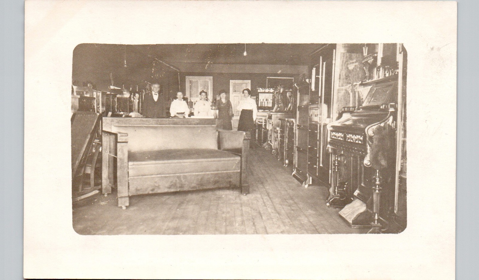 FURNITURE STORE INTERIOR c1910 postcard real photo rppc shop workers FURNITURE STORE INTERIOR c1910 postcard real photo rppc shop workers