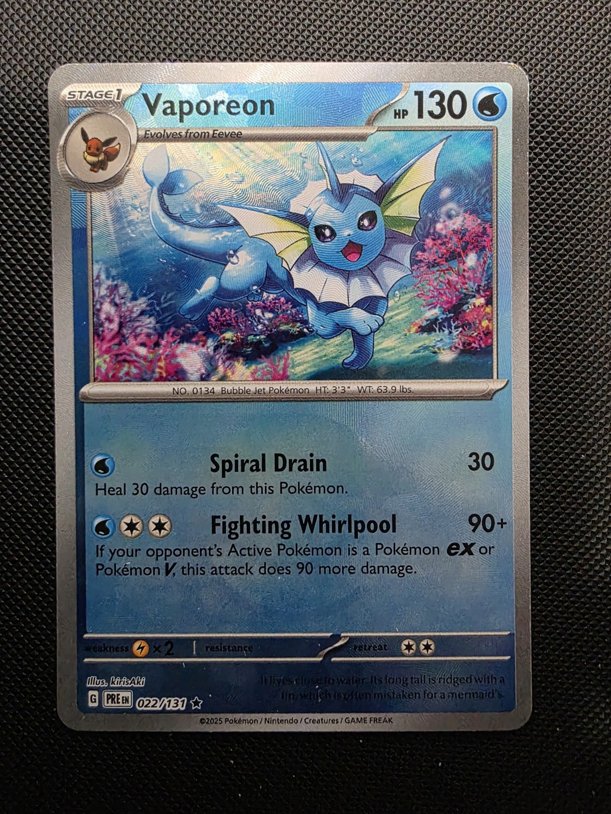 Vaporeon (Poke Ball Pattern) 022/131 Sv: Prismatic Evolutions Holo Vaporeon (Poke Ball Pattern) 022/131 Sv: Prismatic Evolutions Holo