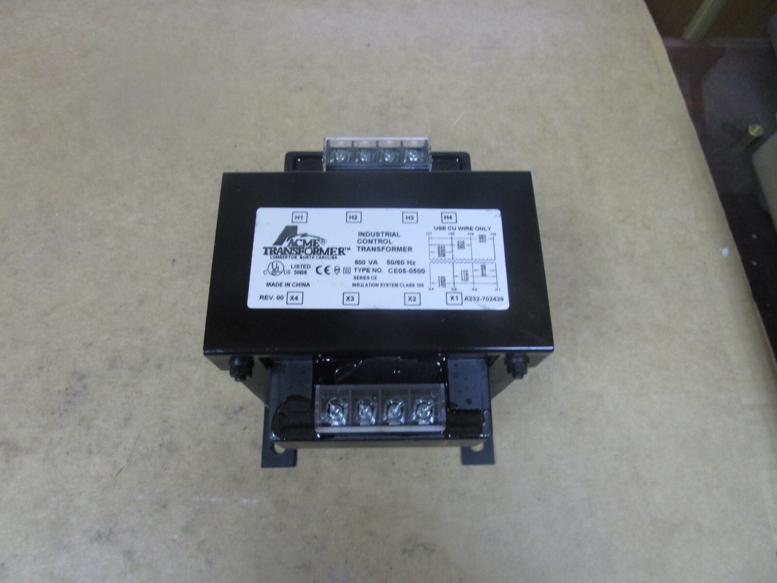 ACME TRANSFORMER CE05-0500 REV.00 500 VA PRI: 240/416/480 SEC: 130/120/99