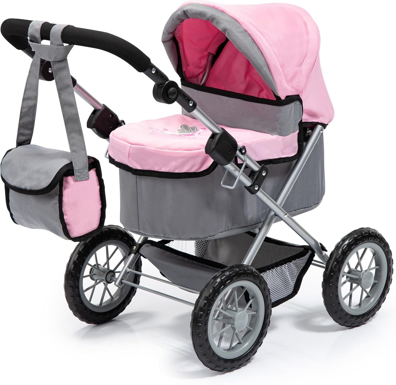 Bayer Design Baby Doll Trendy Pram in Grey/Pink, 67 x 41 x 68 centimeters,... Bayer Design Baby Doll Trendy Pram in Grey/Pink, 67 x 41 x 68 centimeters,...