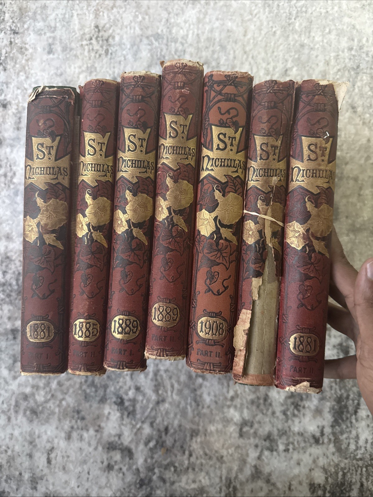 Antique St. Nicholas Magazine 7 Bound Volumes-Books, Century Co. (1881–1908) Antique St. Nicholas Magazine 7 Bound Volumes-Books, Century Co. (1881–1908)