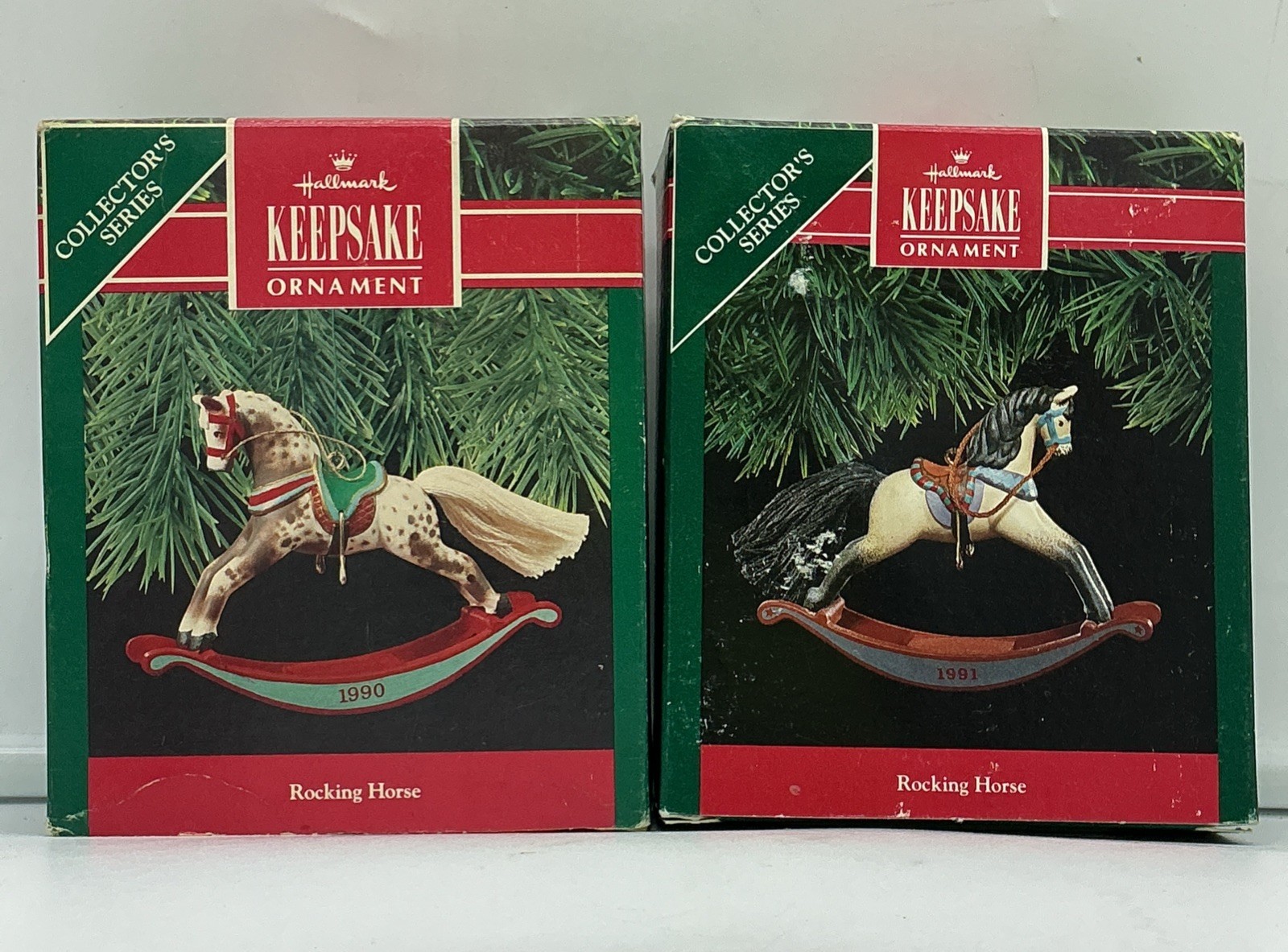 1990 & 1991 Hallmark Rocking Horse Lot of 2 Ornaments - 1990 & 1991 Hallmark Rocking Horse Lot of 2 Ornaments -