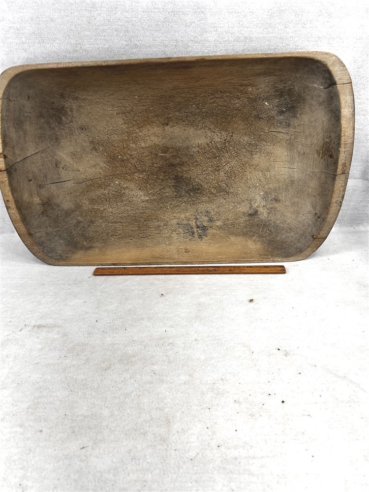 antique wooden bowl carved trencher 20x12x4 original 1800s 