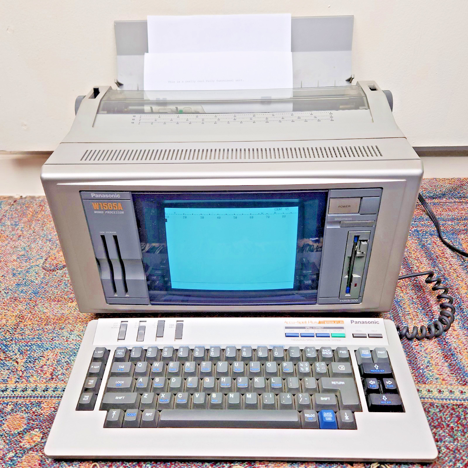 Vintage Panasonic W1505A Personal Word Processor Works Perfect Prints Nice Vintage Panasonic W1505A Personal Word Processor Works Perfect Prints Nice