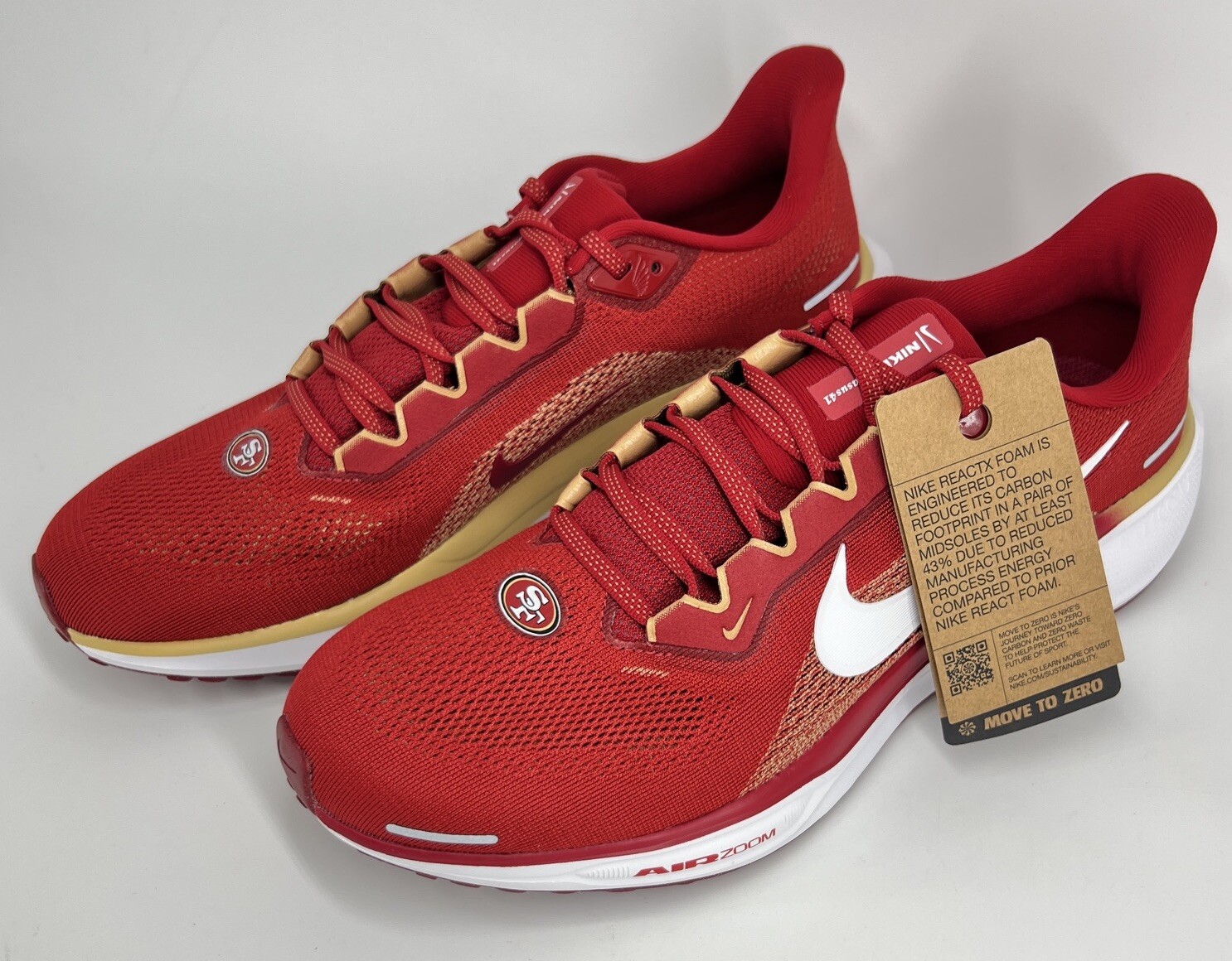 Size 11 Nike San Francisco 49ers Pegasus 41 Shoes Red White FZ5070-600 Mens