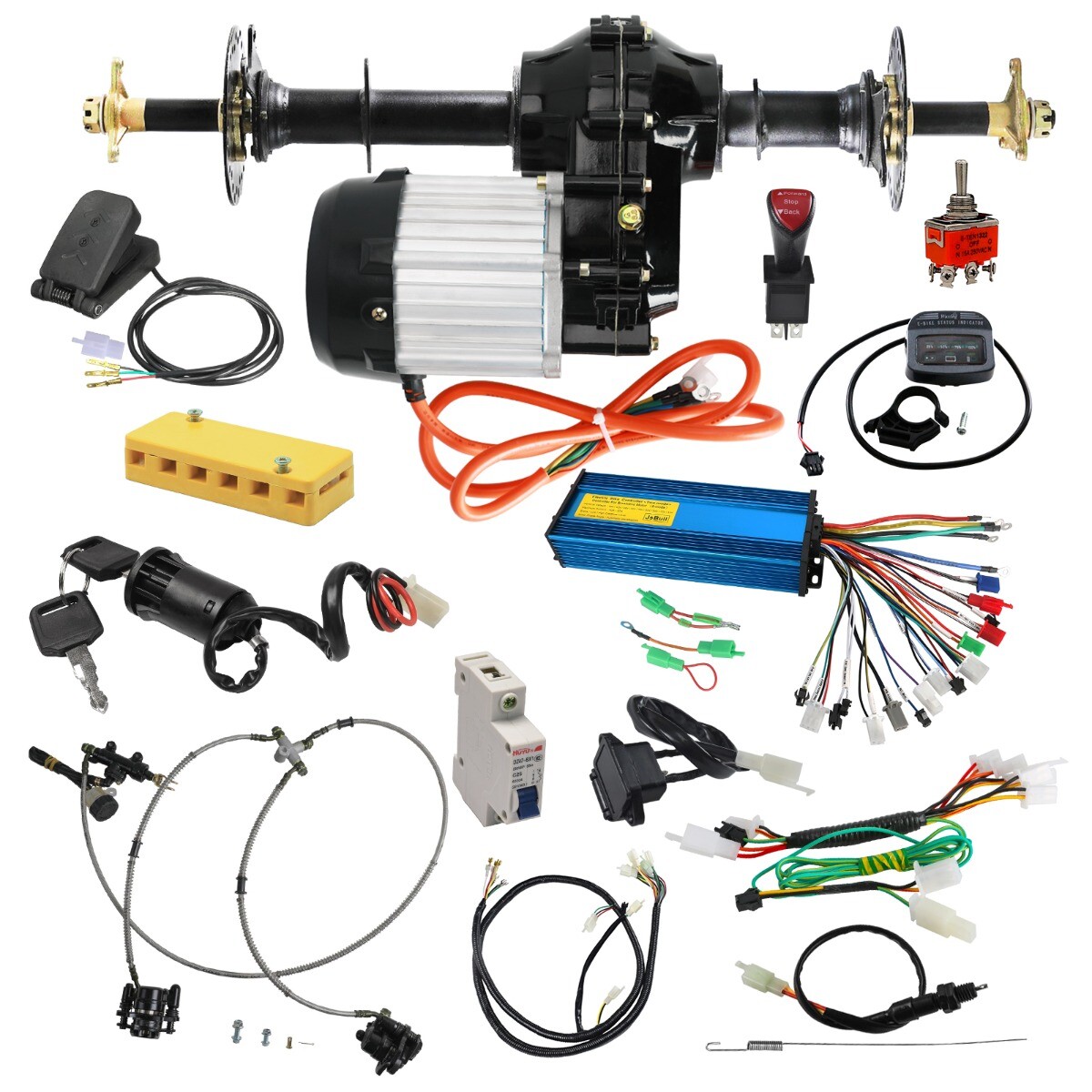 Go kart 36V 1000W Motor Rear Differential Axle Kit Electric Golf Cart  ATV Quad