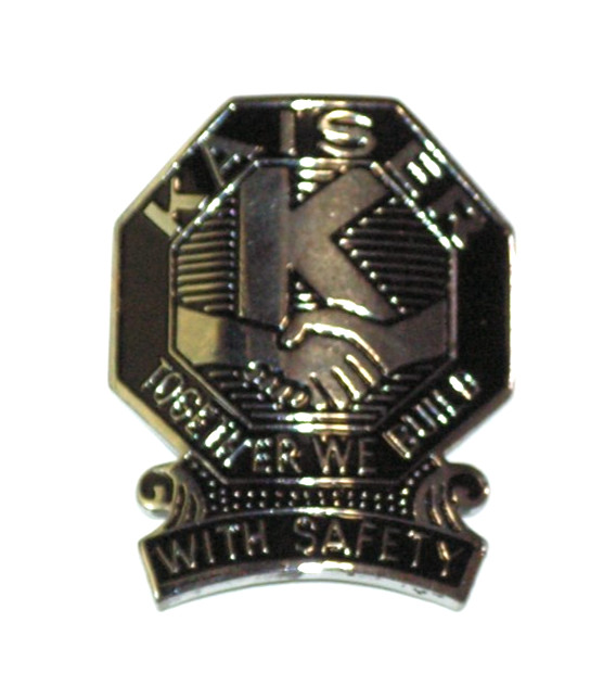 Vtg. KAISER Steel Badge Together We Build with Safety Medal Medallion Fontana CA