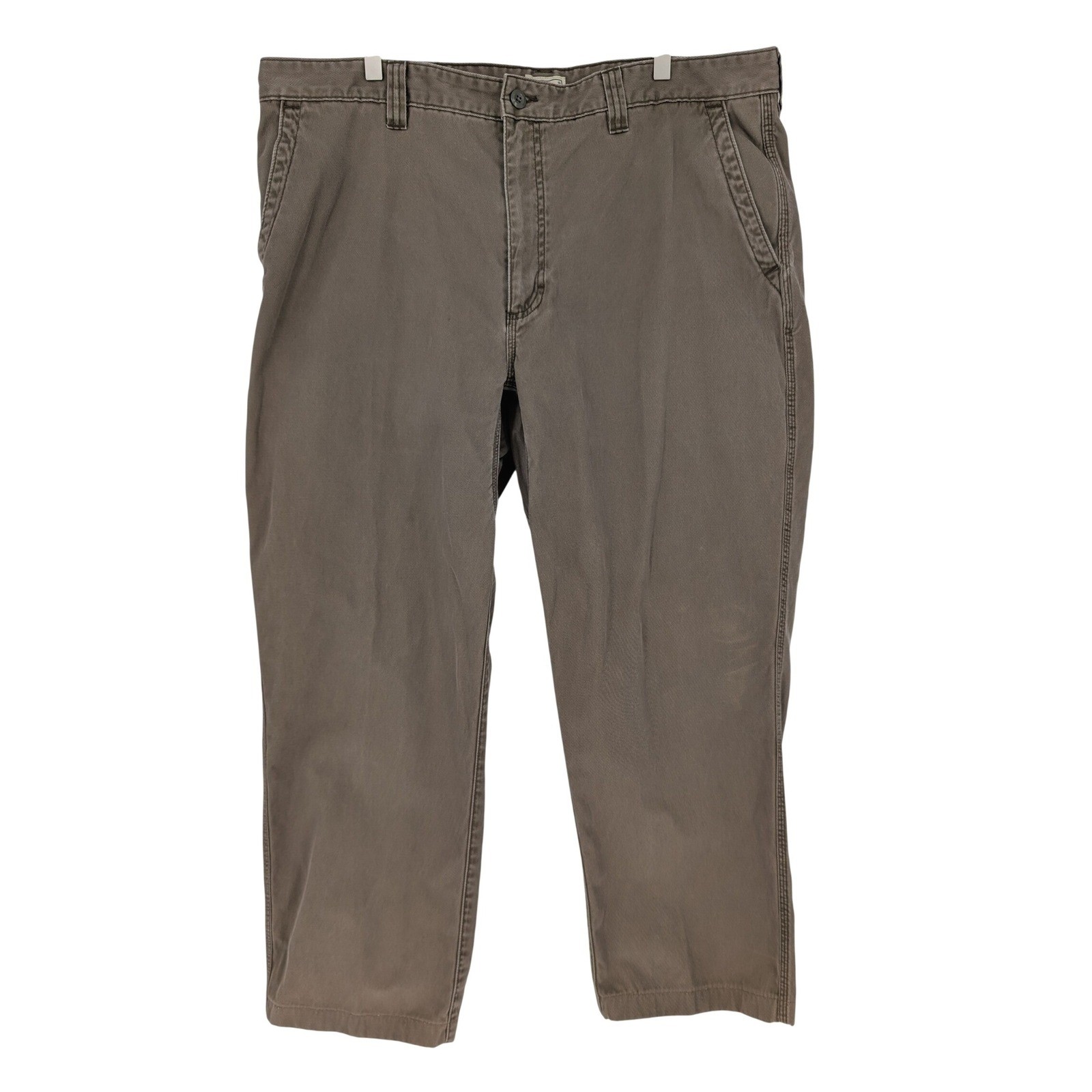 VTG L.L. Bean Chino Pant Men 42 Brown Olive Cotton Twill Straight Leg Flat Front