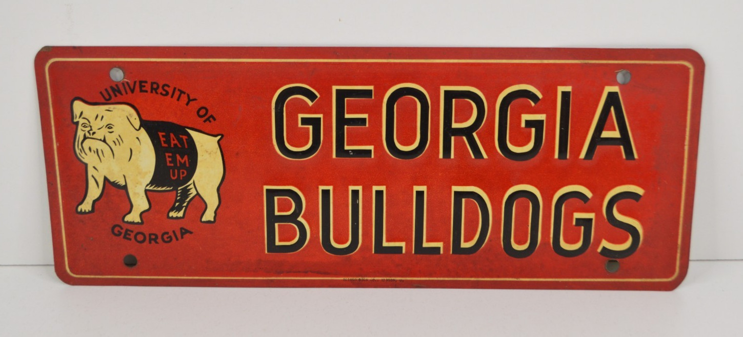 Vintage University of Georgia Bulldogs License Plate Scioto Sign Uga Eat Em Up Vintage University of Georgia Bulldogs License Plate Scioto Sign Uga Eat Em Up