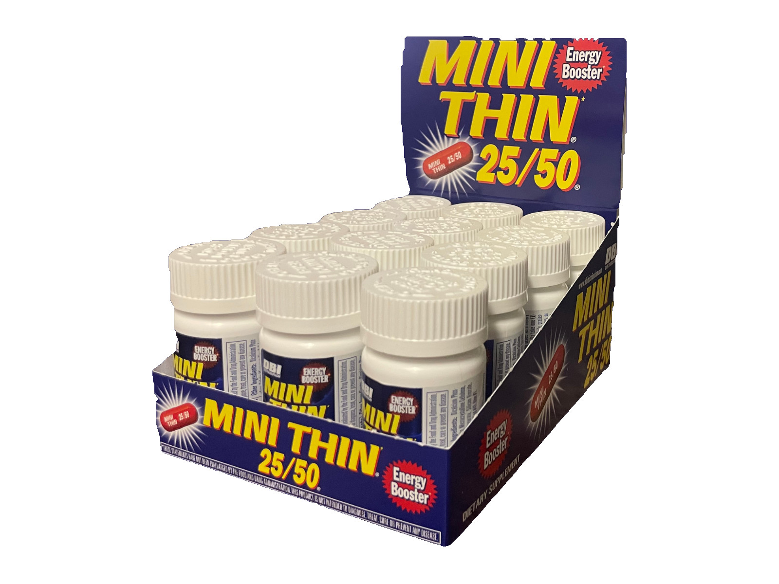12-30ct BOTTLES MINI THIN 25/50 EF ENERGY BOOSTER ( 180 ) PILLS 12-30ct BOTTLES MINI THIN 25/50 EF ENERGY BOOSTER ( 180 ) PILLS
