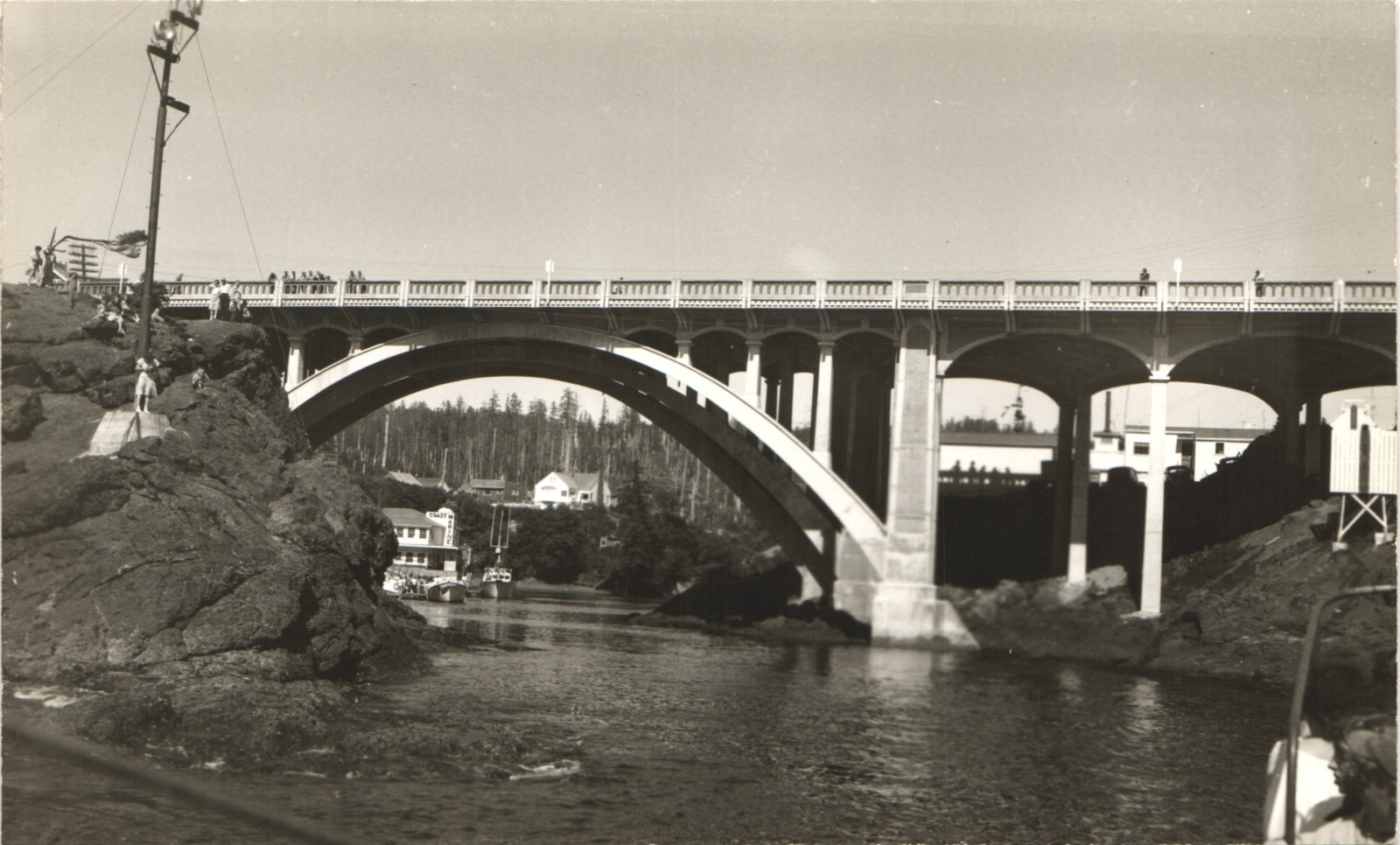 DEPOE BAY BRIDGE c1950 oregon real photo postcard rppc or coast antique