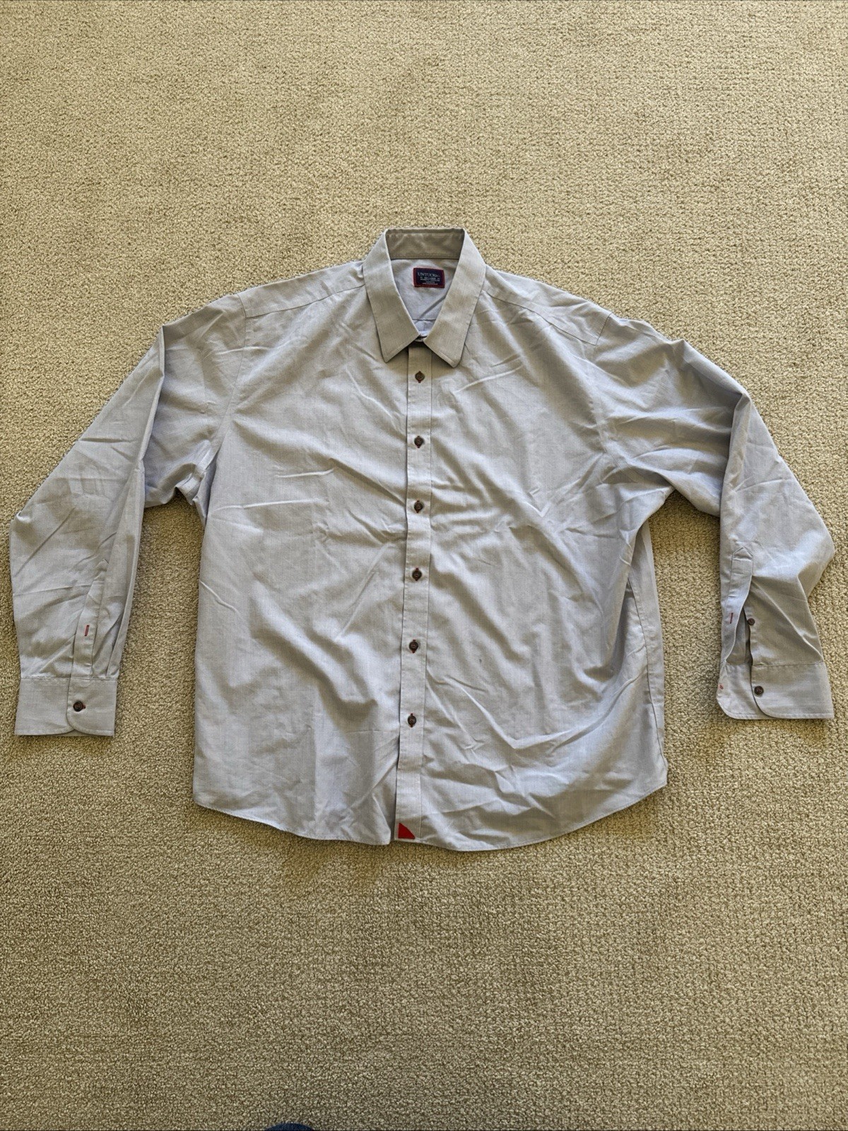 UNTUCKit Rubican WF Men’s XXL Gray Red Stitching Button-Down Shirt Relaxed Fit