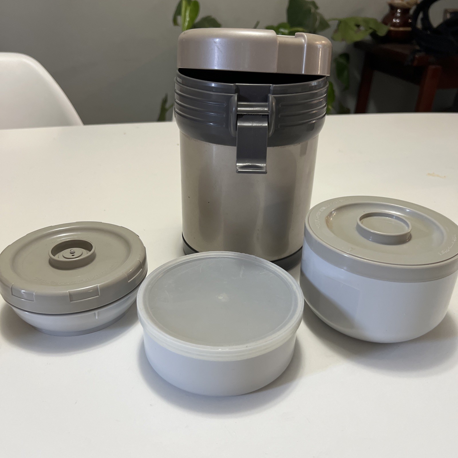 Zojirushi Mr. Bento Stainless Steel Lunch Jar Silver Set Of 3 Internal Canisters