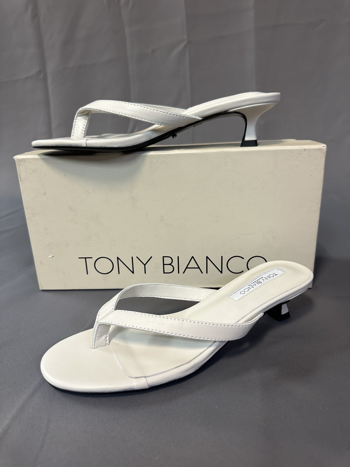 New TONY BIANCO Pluto Low Heel Slip-on Mule Sandals - Dove Nappa - US 6 New TONY BIANCO Pluto Low Heel Slip-on Mule Sandals - Dove Nappa - US 6